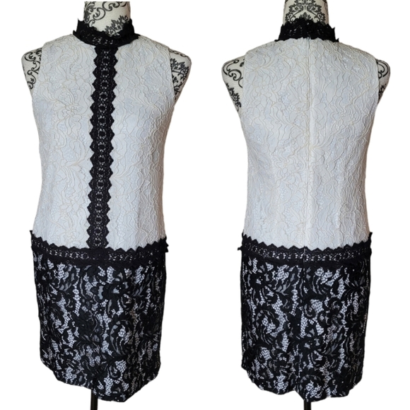 Maggy London drop waist sleeveless lace shift mini dress size 2 - Picture 2 of 14